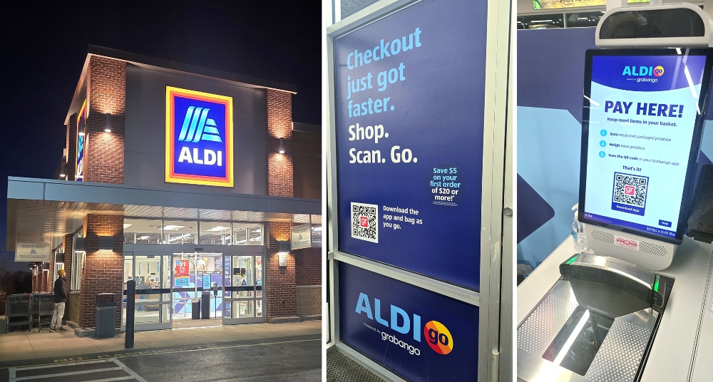 Aldi's exterior and checkout guide