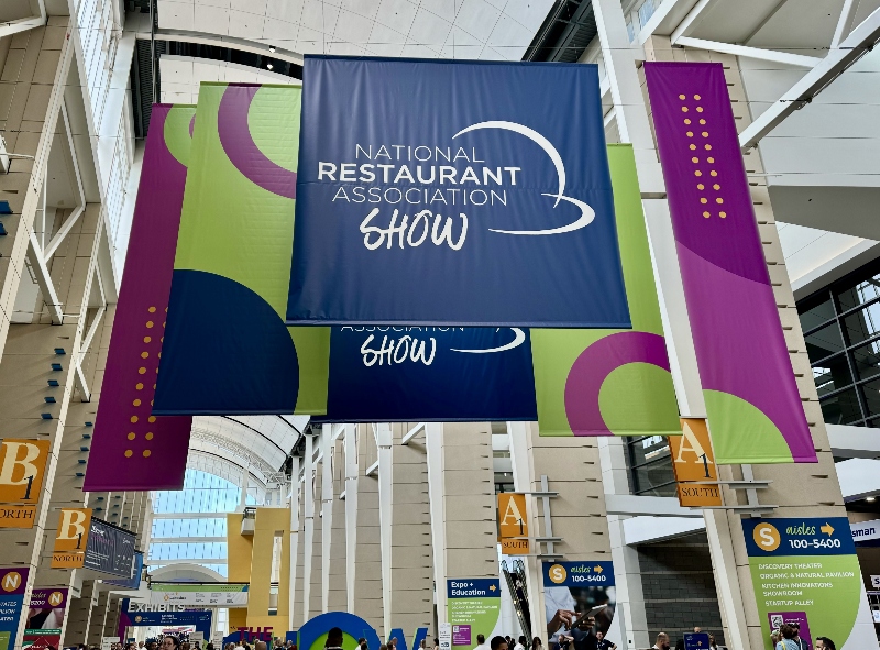 a banner at the National Restaurant Association