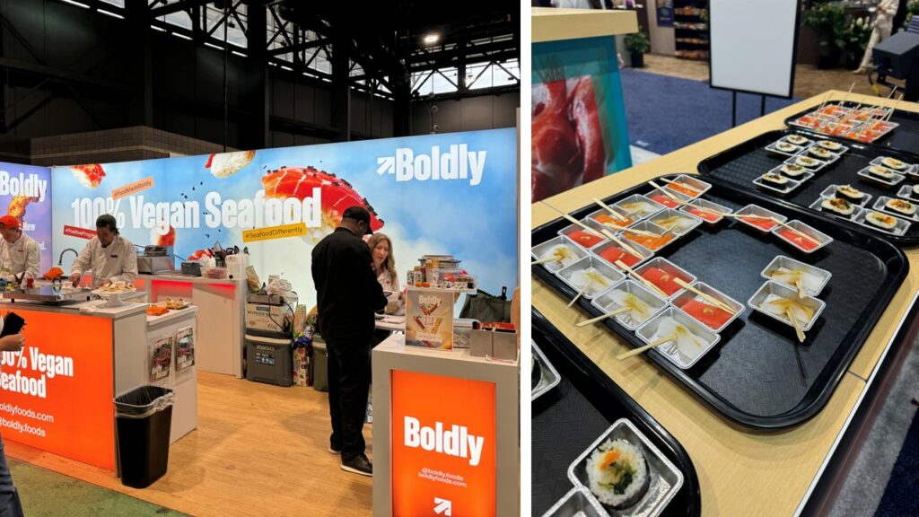 two vegan seafood booths