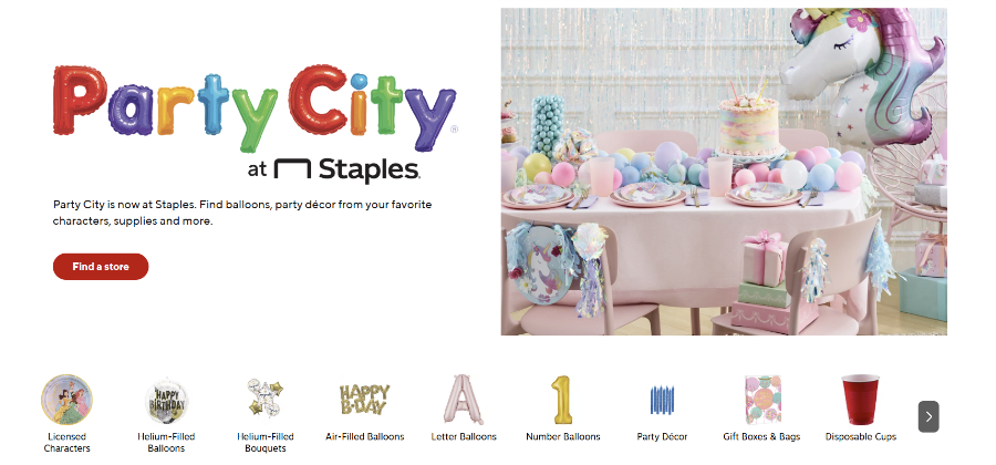 a screen shot of party supplies