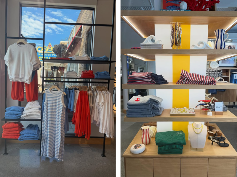 merchandise displays in an apparel store