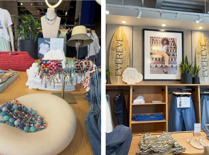 merchandise displays in an apparel store