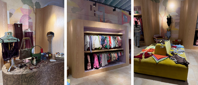 merchandise displays in an apparel store