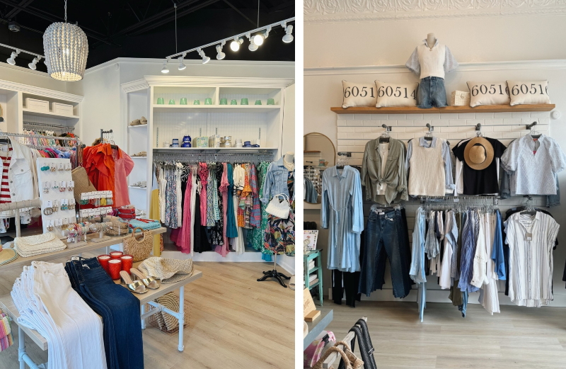 merchandise displays in an apparel store